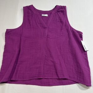 NWT Sonoma XXL Magenta Sky 100% Cotton Gauze Sleeveless Top Blouse India